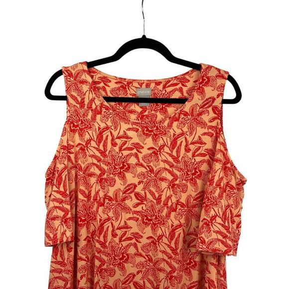 Chico's Tops - Chico’s Women’s Orange Off-the-Shoulder Shirt Size Large – Stylish Summer Top